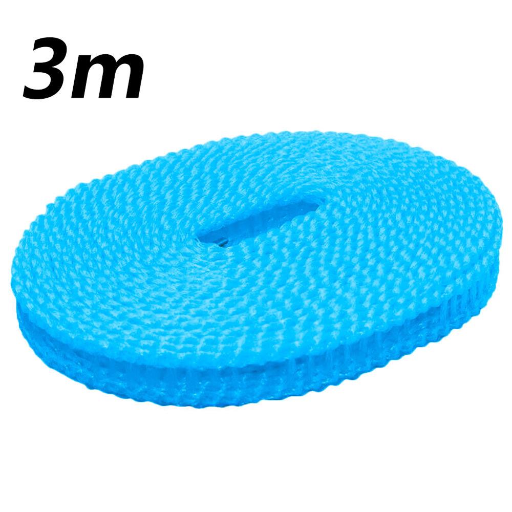 3m/5m Nylon Clothesline Anti-Slip Clothes Hanging Rope Travel Washing Clothes Line Drying Rack Outdoor Windproof Clothesline: 3mxBL1