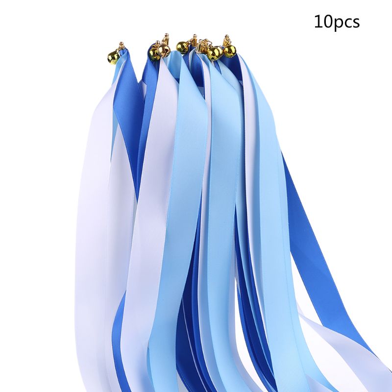 Varitas con cinta giratoria para invitados, varitas con cinta de colores para recuerdo de de boda, con campana, novedad de , 10 Uds.: Blue 10