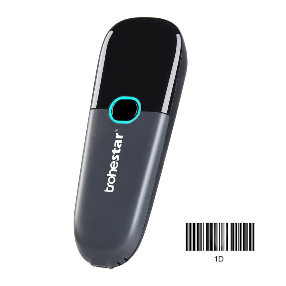 Trohestar Wireless Barcode Scanner Compatible with Bluetooth Function 2.4GHz Connection logistics scanner for supermarkets Code: 1D Grey