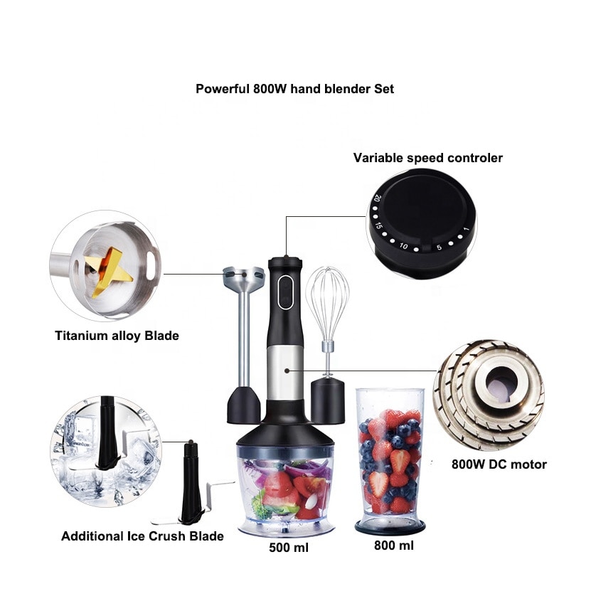 LINKCHEF 800W HEAVY DUTY 3 IN 1 WITH 500ml CHOPPER 800ML BEATER CUP STICK HAND BLENDER