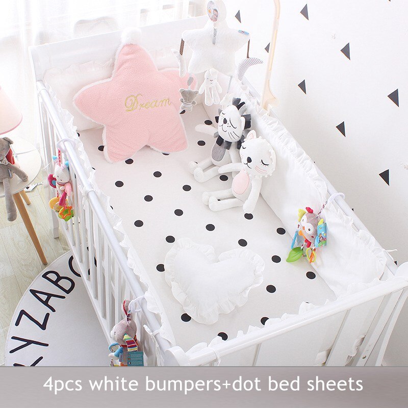 Koreaanse Stijl Baby Baby Wieg Bumpers Puur Katoen Effen Kleur Vel Baby Bed Voor Shock Beschermende Side In De Wieg room Decor: 3 cot bumper