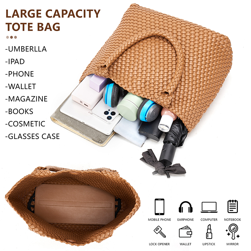 Bolsos de cuero tejidos Bolso grande tejido para mujer Bolso tejido de Bolso de cuero vegano