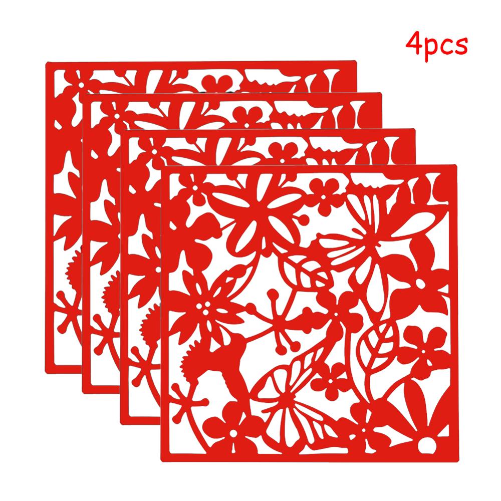 Plastic Hanging Screen Wall Partition Hanging Room Divider Panels for Living Dining Room Office Restaurant Art Decoration: 4pcs Red
