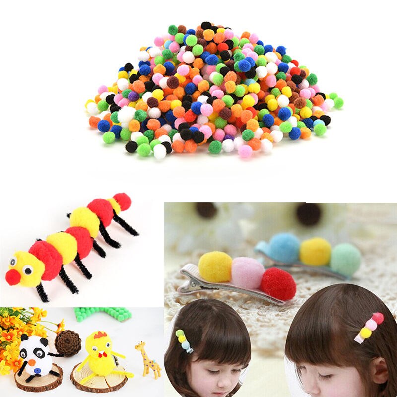 1000Pcs/lot 10mm Mixed Color Soft Fluffy Pom Pom For Kids Crafts Round Shaped Pompom