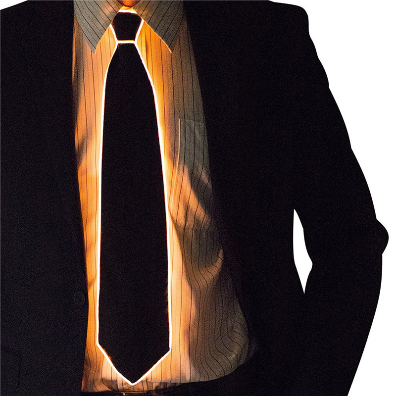 Men Glowing Tie EL Wire Neon LED Luminous Party Haloween Christmas Luminous Light Up Decoration DJ Bar Club Stage Prop Clothing: Orange