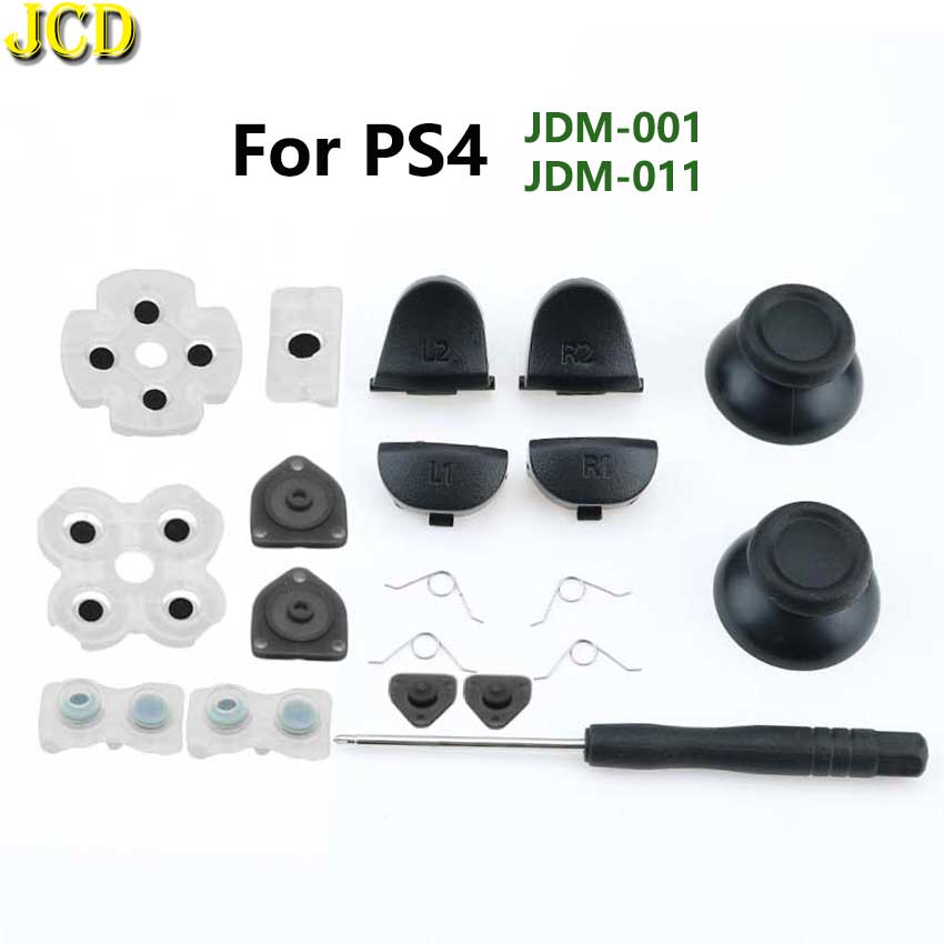Jcd Voor PS4 JDM-001 / 011 Controller L1 R1 L2 R2 Trigger Knoppen 3D Analoge Stick + Geleidende Rubber Knop schroevendraaier Kit
