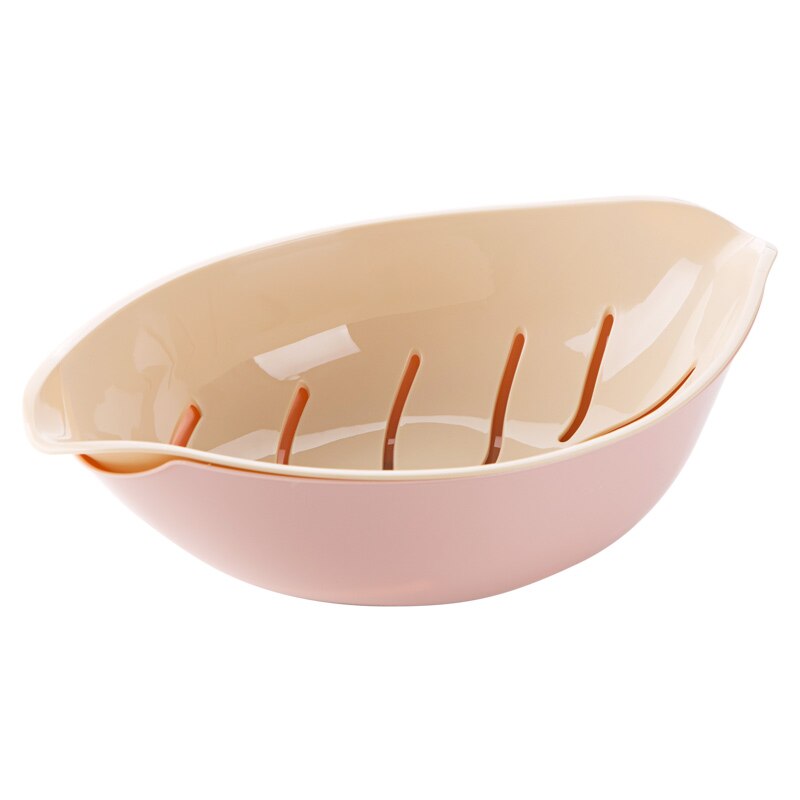 House leaves double wash vegetable basin kitchen plastic drain basin household fruits vegetables leachate wash vegetable basket