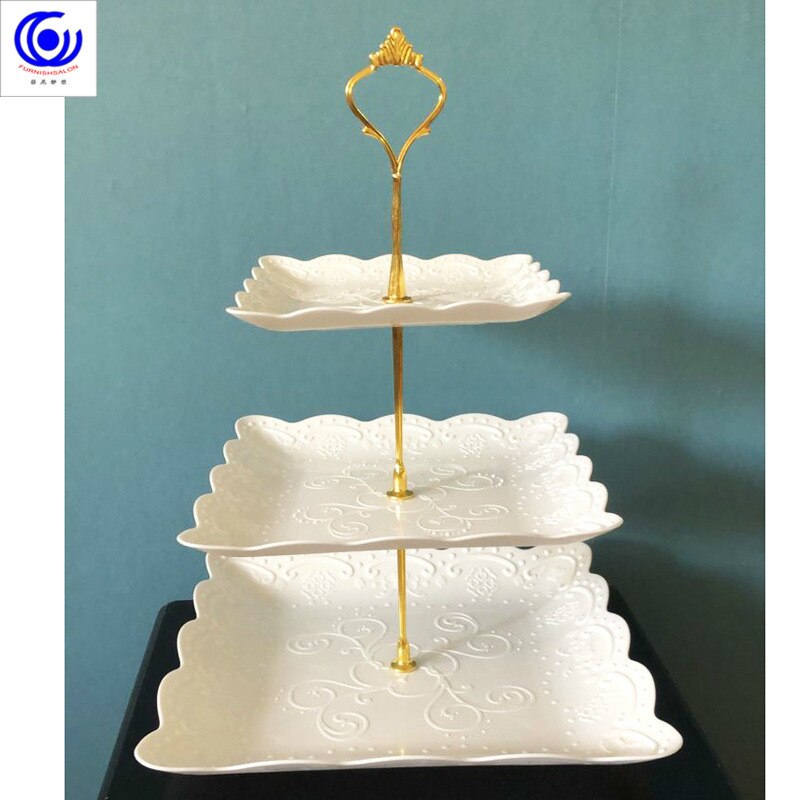 European three-story two-story fruit plate dry tray afternoon tea dessert trays baking table multi-story cake rack cafe tables