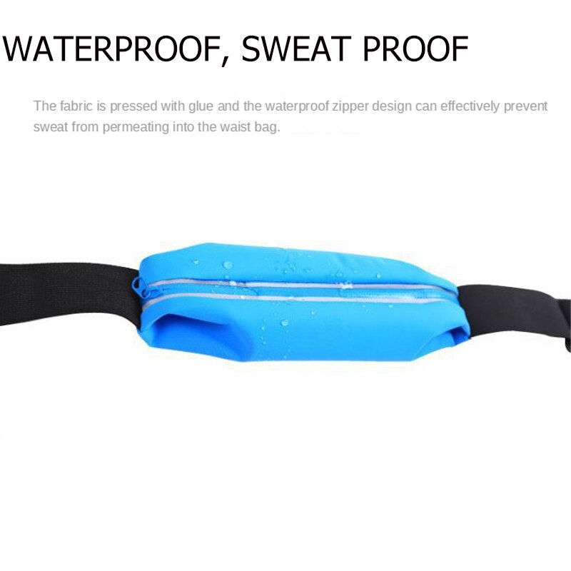 5.5 "berøringsskærm vandtæt løbende talje taske, gennemsigtig vindue jogging fitnesspose, unisex mobiltelefon pakke sport bæltetaske
