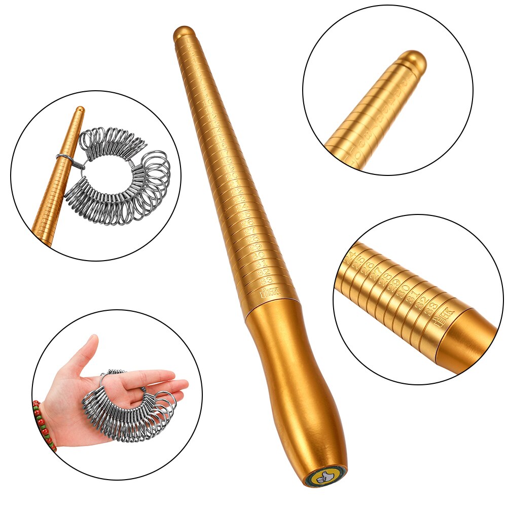 Varilla ampliadora de anillo , martillo con mango de mandril, medidor de anillo, palo medidor de dedo para hacer joyería DIY, herramientas de medición