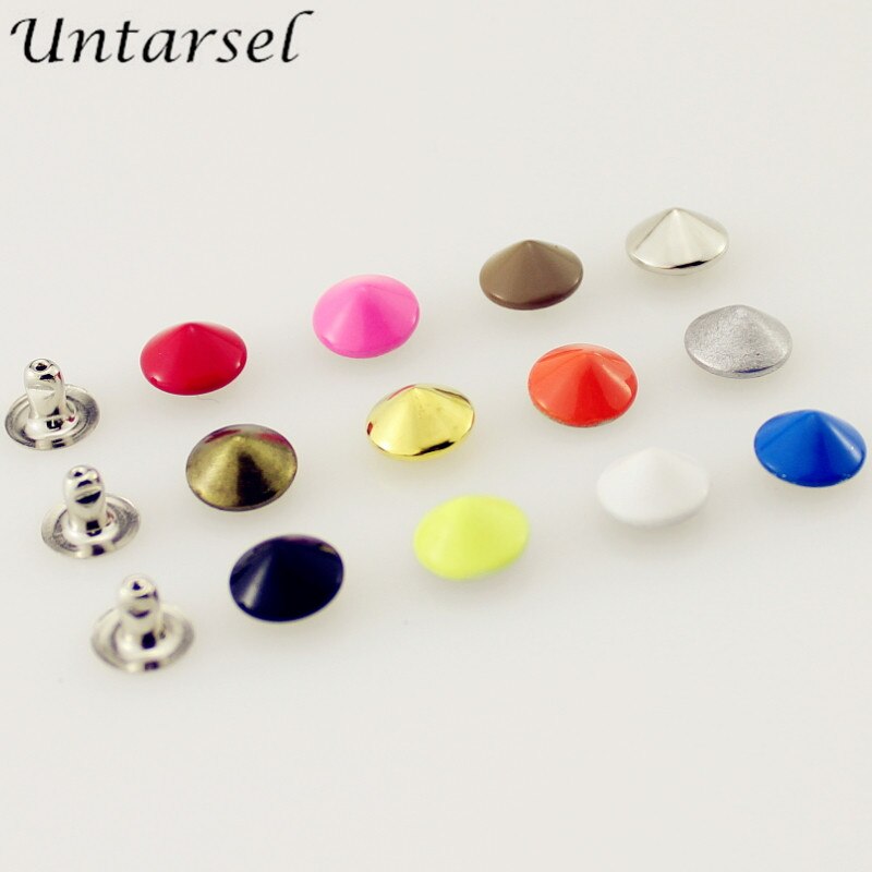 100 stücke 9mm Bunte einstellen Kegel Nieten Zink Legierung Leder Zucht Schuhe DIY Punk Stil Spitze Schraube Für Gürtel taschen pulseras pinchos
