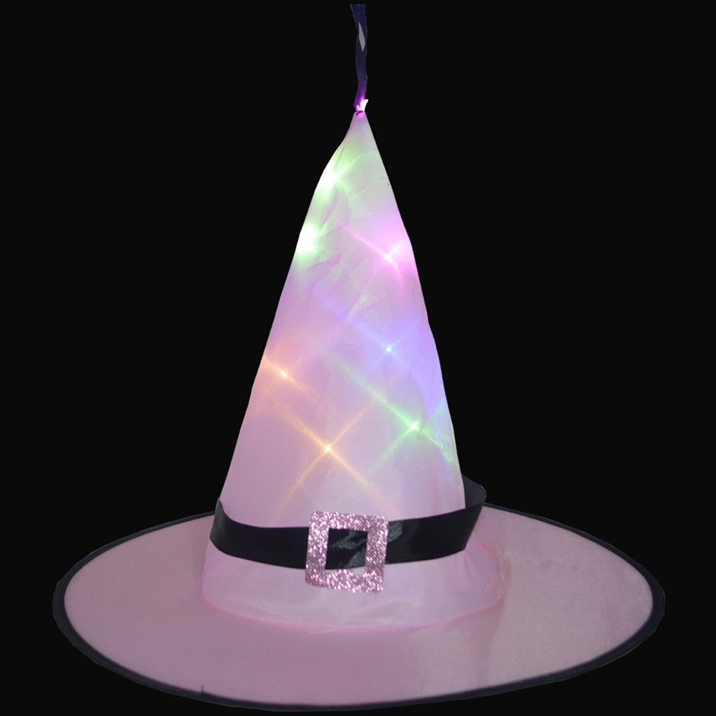 1 Uds gorro de bruja Halloween con luz LED sombrero de Brujas brillante iluminación colgante de Halloween decoración suspensión árbol sombrero brillante para niños