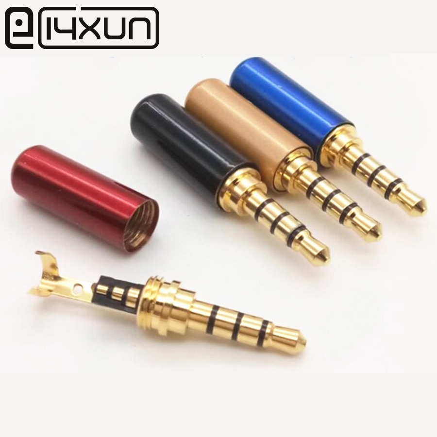 2 stuks Koperen 3/4 Pole 3.5mm Plug Male Headphone Jack met Clip 3.5mm Stereo Audio Connector voor 4mm Kabel Adapter