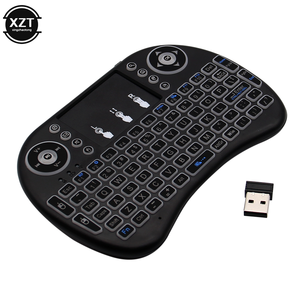 Backlit English Russian Arabic Spain Hebrew 2.4G Air Mouse Android TV Box PC i8 Mini Wireless Keyboard Remote Touchpad