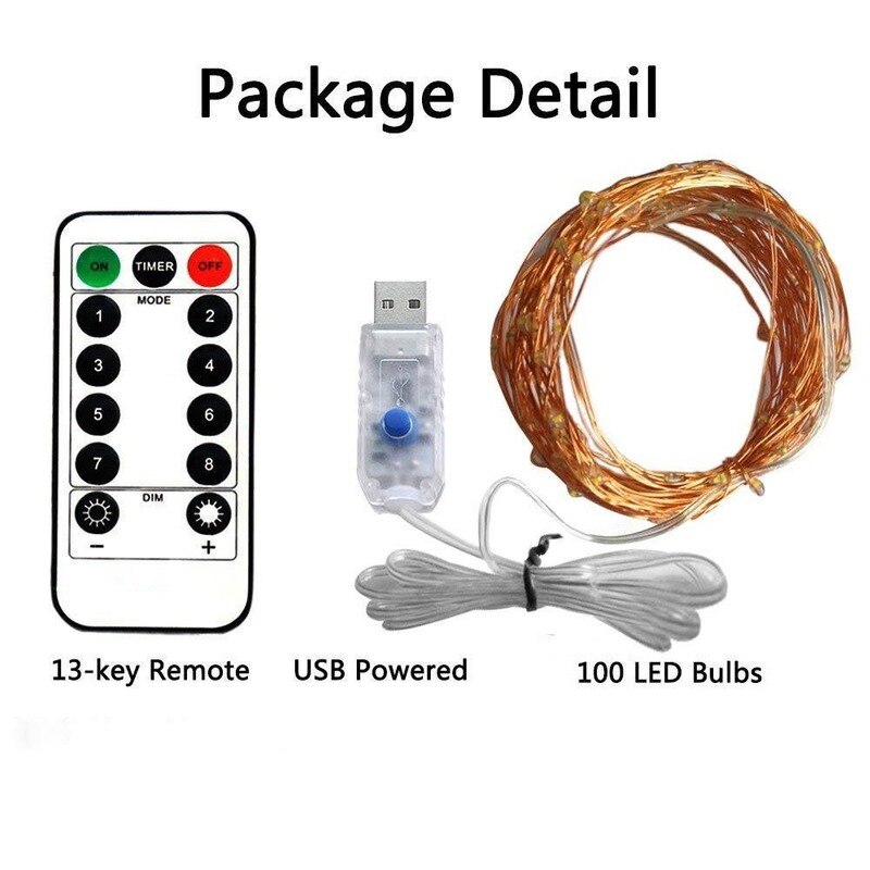 Lampki 5m/10m/20m USB lampki LED na drucie miedzianym girlanda z pilotem wodoodporne świąteczne dekoracje weselne