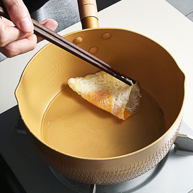 Gold non stick cooking pot set stainless steel frying pan japanese kitchen cookware flat bottom wok pancake egg pan saucepan