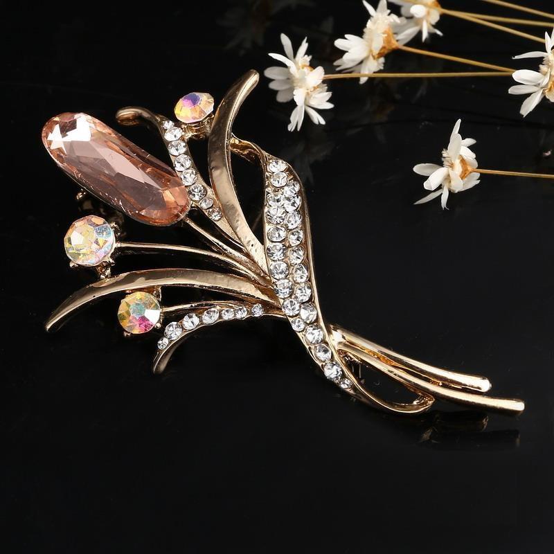 Hesiod Dames Broche Kristal Ster - Klassieke Sprankelende Ketting Broches Jurk Decoratie Zilver/Zwart/Goud: 035
