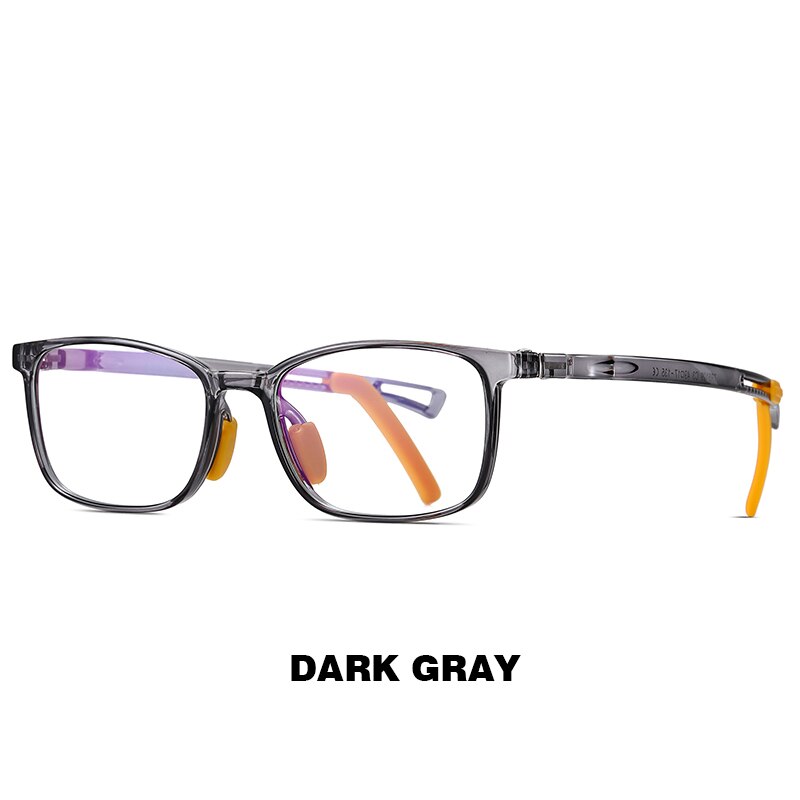 Trendy Optical Transparent Glasses For Boys Blue Light Blocking TR90 Square Frame Computer Glasses Children eyeglasses: dark gray