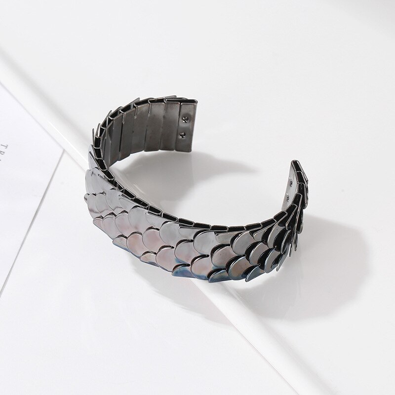 Bangles Fish Scales Bracelets Women Simple Jewellery Bracelet Geometric Jewelry Hand Made Trendy Zinc Alloy Punk Armband