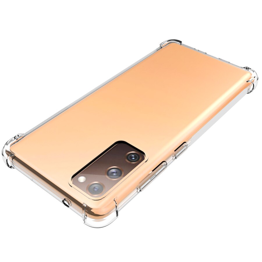 Transparente para Samsung Galaxy S20 FE caso + vidrio templado TPU Gel suave caja de piel S20 edición Galaxy S20 Lite funda