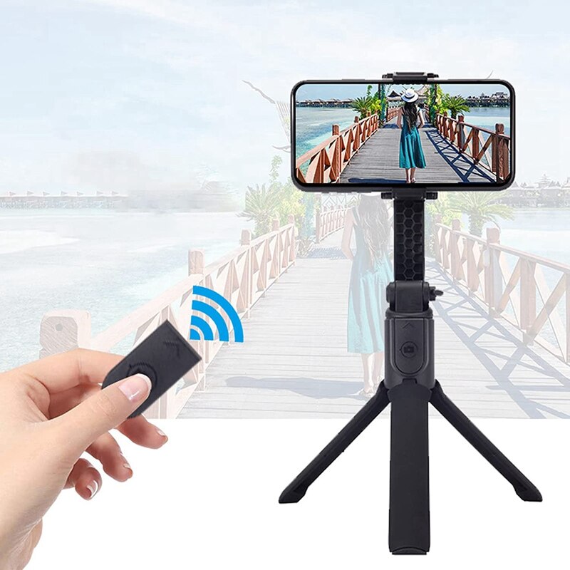 Rotating and Tilt Tripod Extendable Gimbal Stabilizer with Remote Control-Black