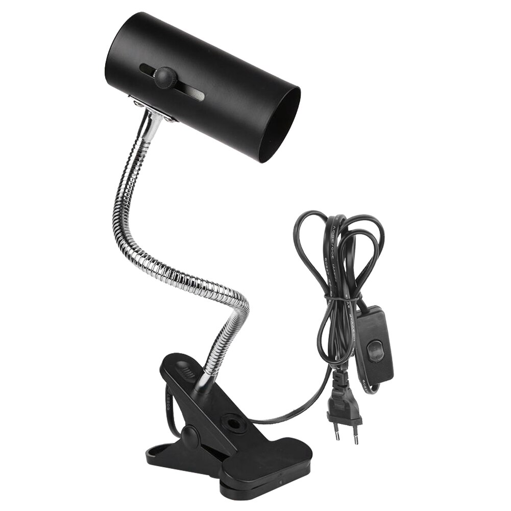 Tortue aquarium Reptile chauffage support de lumière 360 degrés Rotation E27 lampe-douille ampoule clipsable avec couvercle de pince de lampe: Black