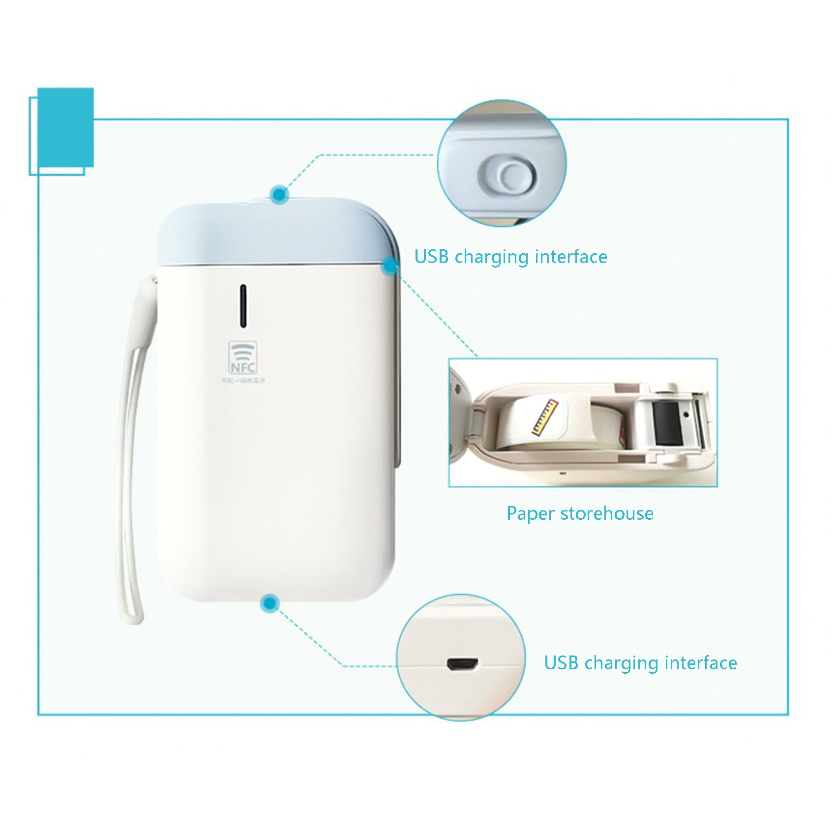 Label Printer, Portable Smart Label Machine with Bluetooth Thermal Label Printer (1 Roll of Paper, 1 Label Printer)