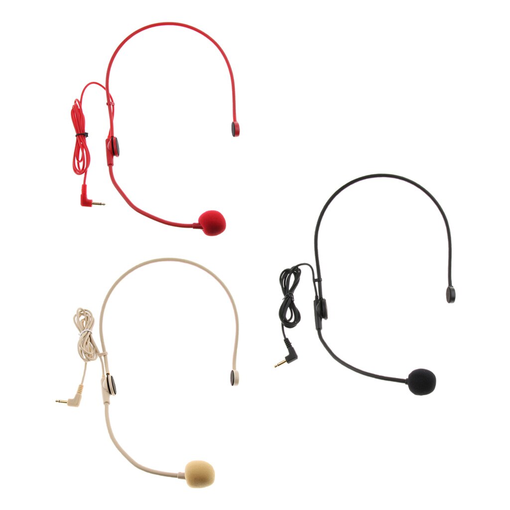Mini 3.5mm Wired Headset Headworn Microphone for Tour Guide Teaching Speech