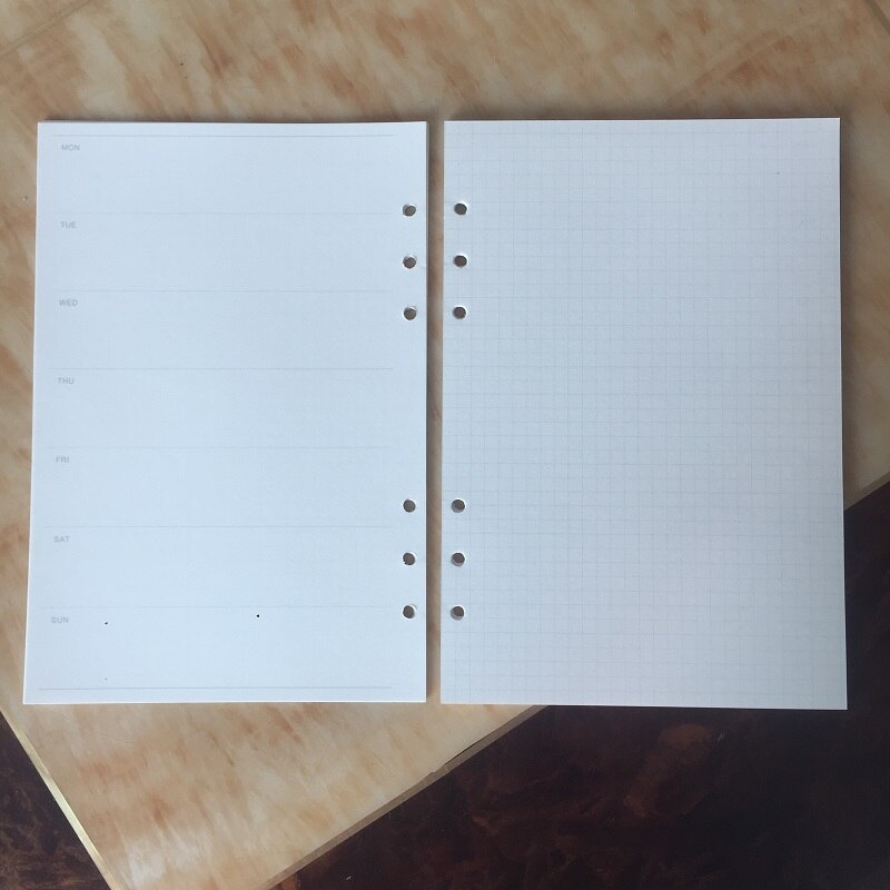 loose-leaf notebook refills paper a5 a6 hardiron weekly scheduler week organizer planner spiral filler papers: left week right grid / A5