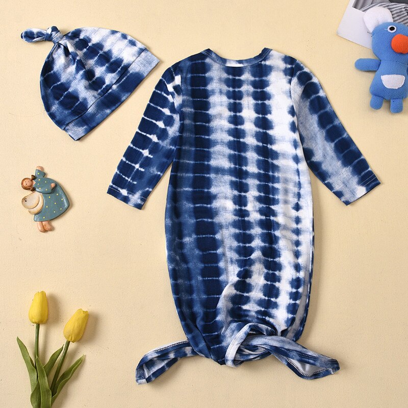 Lente Herfst 2 Stuks Baby Slaapzak Set, gedrukt Ronde Kraag Lange-Mouwen Een Stuk Zak + Hoed Voor Peuter Jongens, Meisjes