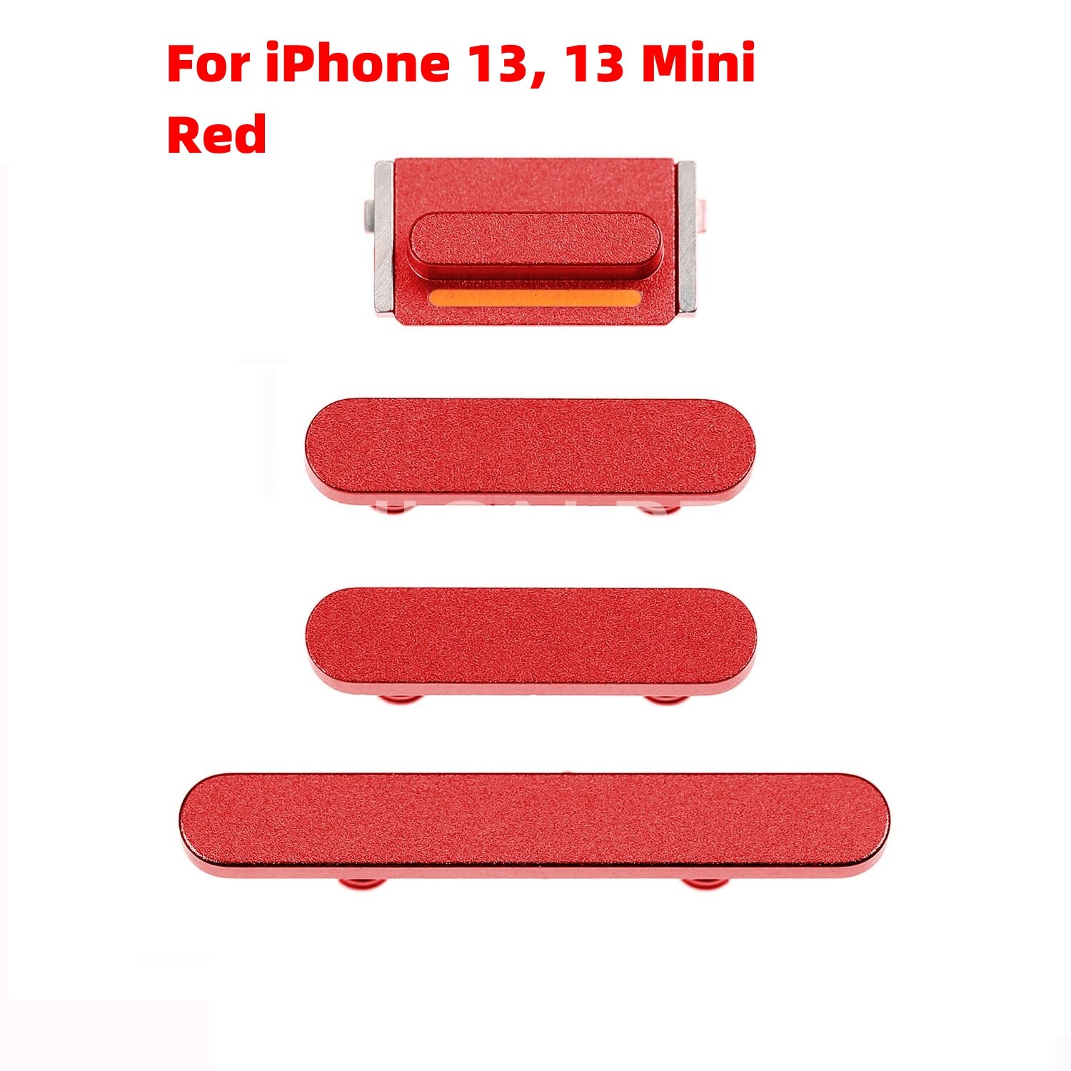 For iPhone 13 , 13 Pro Max Mini Volume Vibrate Key Switch Power Button Lock Side Button Full Set Smartphone Replacement Parts: 13 13Mini Red