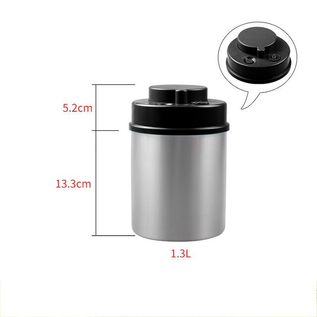 3 Stuk Vacuüm Container Roestvrijstalen Vacuüm Voedsel Tank Koffieboon Tank Keuken Fles Opslag Tank: Black cover1300ml