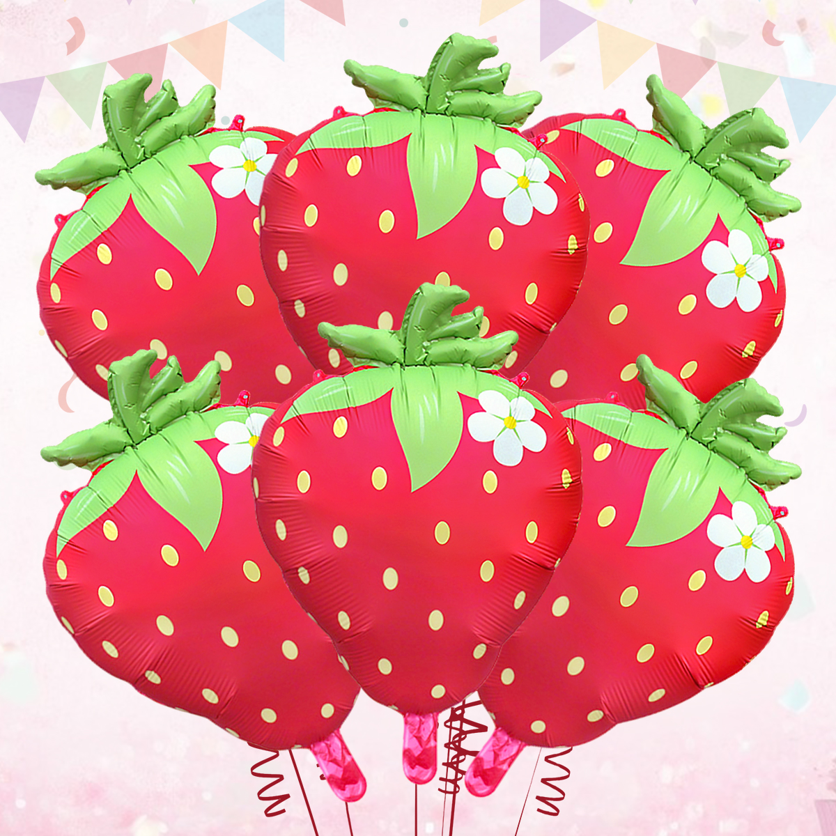 Globos de película de aluminio de fresa, suministros para de cumpleaños, de frutas de verano, decoración de bautismo para bebé, 3 uds./6 uds.