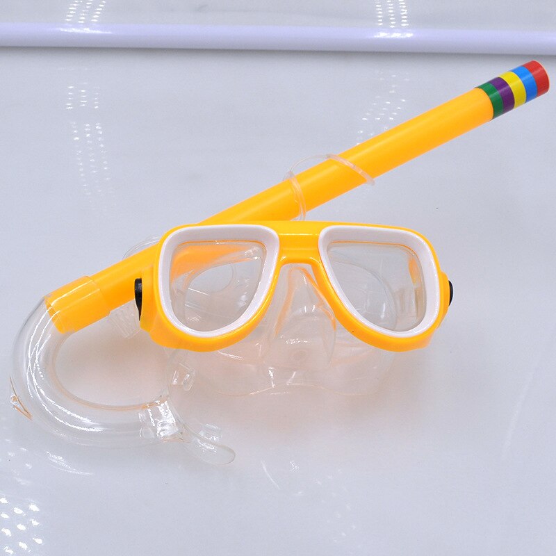 Dykmask snorkel för barn anti-fogglasögon med snorkelglasögon rör justerbar rem för barn simmask: Orange 1