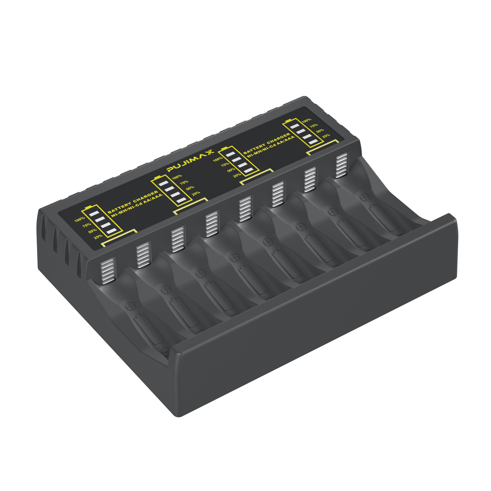 Carregador de bateria inteligente Ni-Mh PUJIMAX com 4 slots para bateria recarregável AA Ni-MH de 1,2 V com alimentação de saída USB e display LED: Outros
