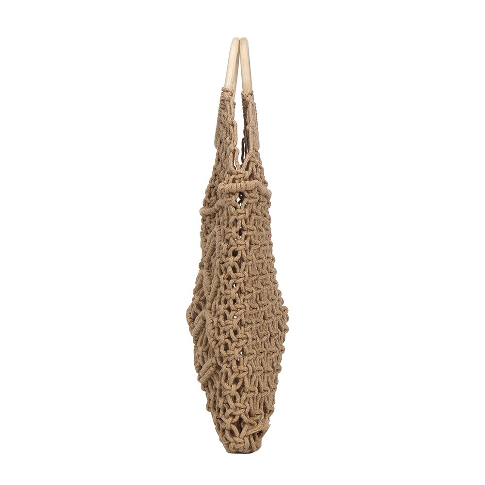 Women Handbag Handmade Straw Woven Round Handle Ring Large Capacity Summer Beach Bags -B5