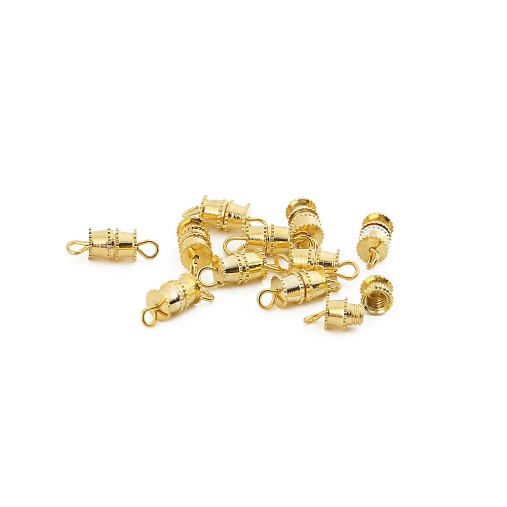 10 stk skruelåse til armbånd stik til diy smykker tilbehør guld sølv farve cylinder fastgørelseselementer spænde lukket: Guld 5 x 7mm