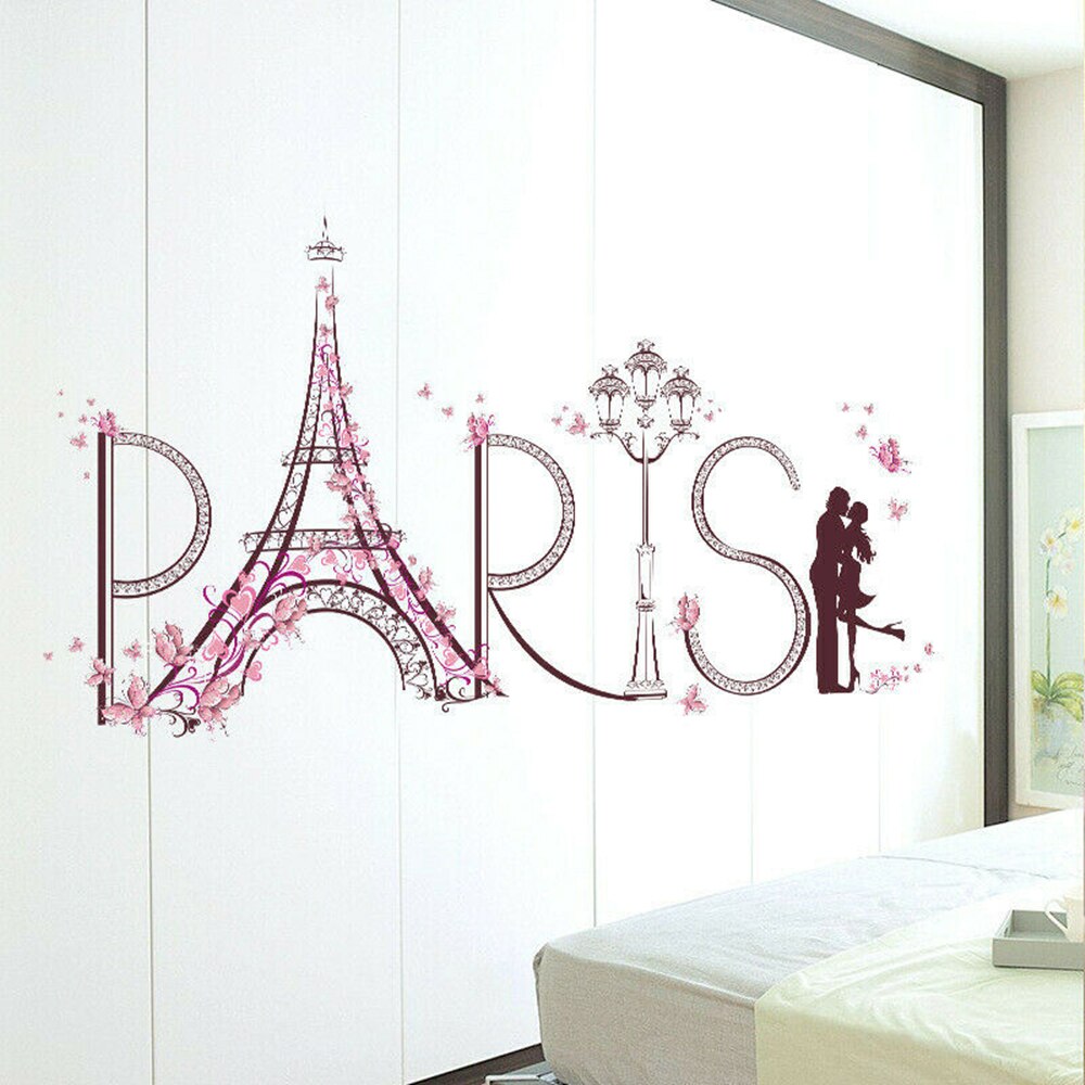 Romantiska älskare väggdekor paris bokstäver dekal vinylkonst väggmålning diy hem sängrum dekor avtagbar