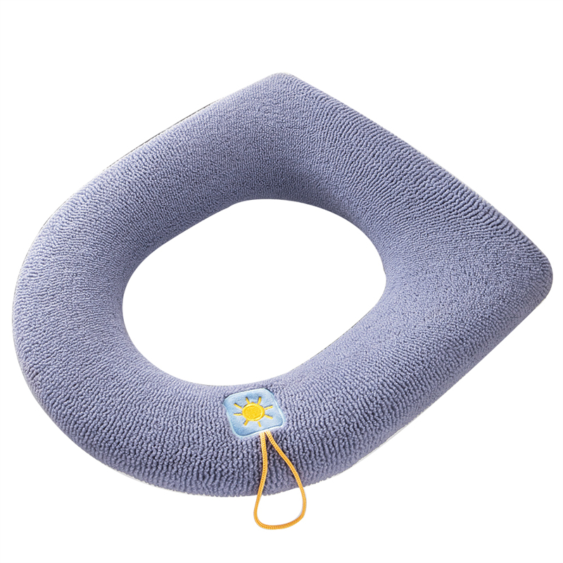 Winter Warm Toilet Seat Cover Closestool Mat 1Pcs Washable Bathroom Accessories Pure Color Soft Knitting Warmer Closestool Mat: Dark blue-Thicken