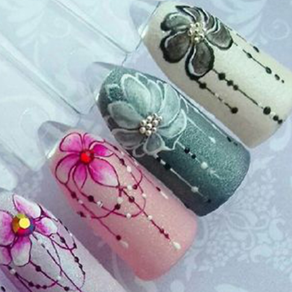 Full Beauty-autocollants pour les ongles, autocollants dégradé violet clair, fleur, Rose, pour filigrane, pour manucure, CHSTZ633-650