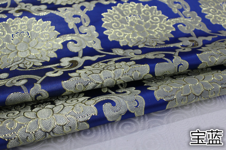 Tkanina Żakardowa Brokatowa - 75cm - Satyna Damask Faux Złoto Jedwab - Na Cheongsam, Lalki, Suknie Mongolskie