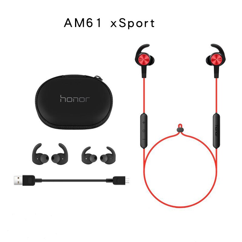 Original Huawei Honor xSport Bluetooth Earphone AM61 IPX5 Waterproof Music Mic Control Wireless Headset For Xiaomi Android IOS: Red