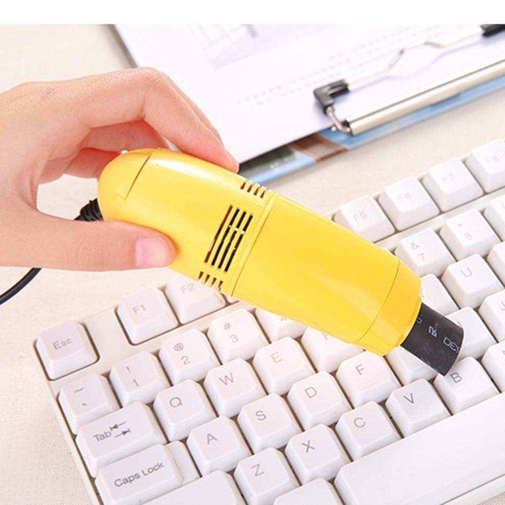 Mini Computer Vacuum USB Keyboard Cleaner PC Laptop Brush Dust Cleaning Kit Vaccum Cleaner Computer Clean Tools: Yellow