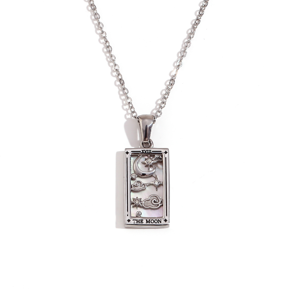 MamacitaSlay en Populry colgante Rectangular amantes de la emperatriz mago Tarot collar de acero inoxidable impermeable para mujeres: Pistola negra plateada
