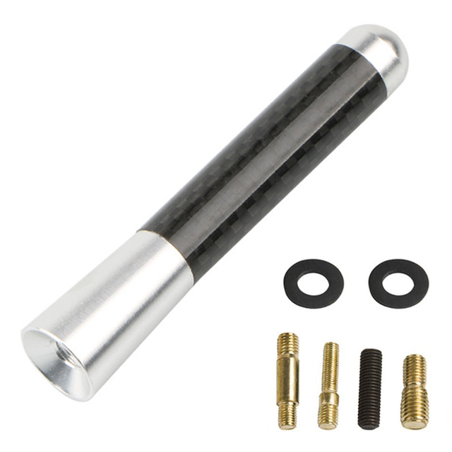 Car Roof Antenna Carbon Fiber 3.5/8/12cm Radio Aerial Antenna Radio FM/AM Metal Receiving Antennas Short Stubby Mast Antenna: Silver