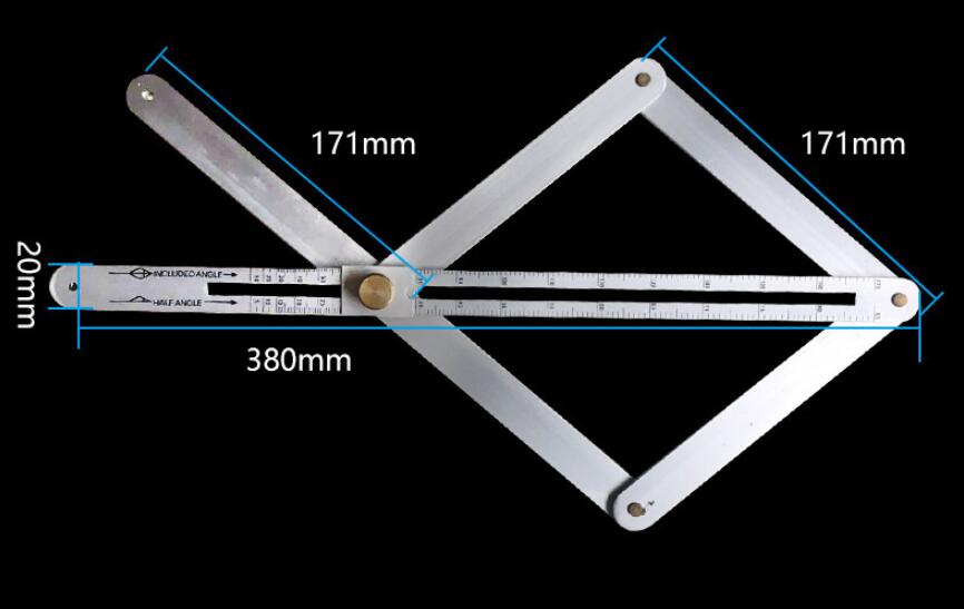 DIY Multi-angle Corner Angle Finder Stainless Steel Protractor Tile Wood Ruler Woodworking Model Craft Angle Square: long