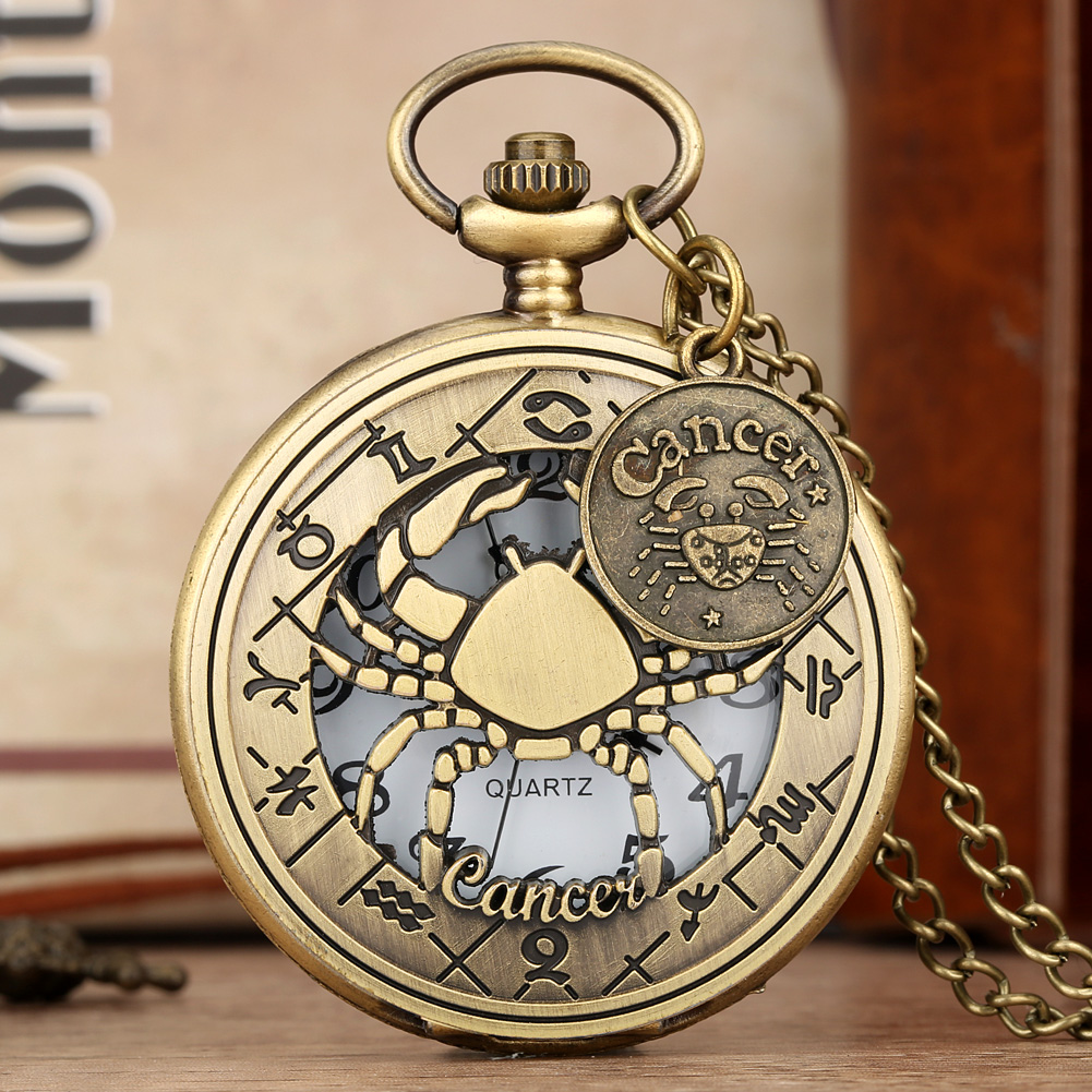 Lange Ketting Zakhorloge Mannen En Vrouwen Quartz Zakhorloge Vintage Bronze Dial Uitgeholde Cover Arabisch cijfers