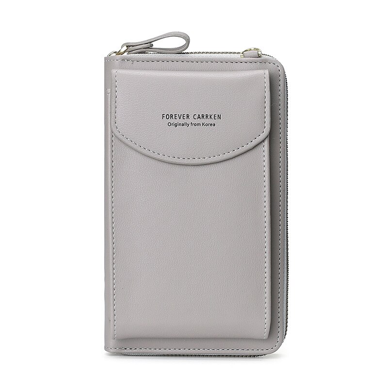 CarrKen Ladies Wallet Diagonal Bag Multi-Function Mobile Phone Bag Long Clutch Bag Versatile Shoulder Bag: Gray