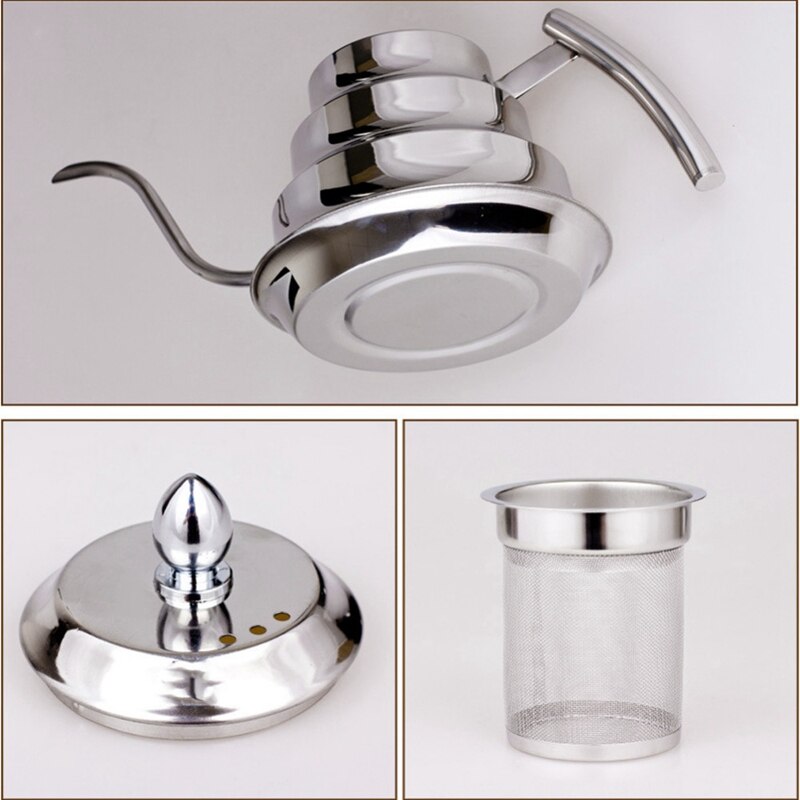 Roestvrij Staal Koffie Drip Zwanenhals Ketel Pot Theepot Waterkoker Thee Maker Fles Keuken Lange Uitloop Ketel Thee Pot 1.2L