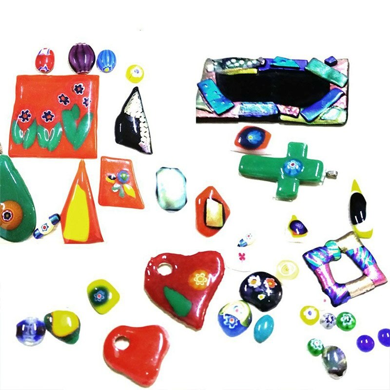 28g Contas de Fusíveis De Vidro Mosaico Para Fazer Jóias Colar Pulseira 90 Rainbow Mix Millefiori COE DIY Acessórios Feitos À Mão